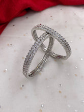 American Diamond Studded Silver Rhodium Plated CZ Bangles (Set Of 4) Zircon Bangles